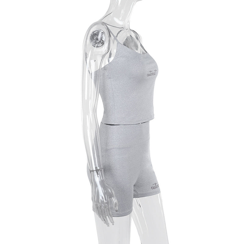Damen sportliches Crop-Top und Shorts-Set Drune