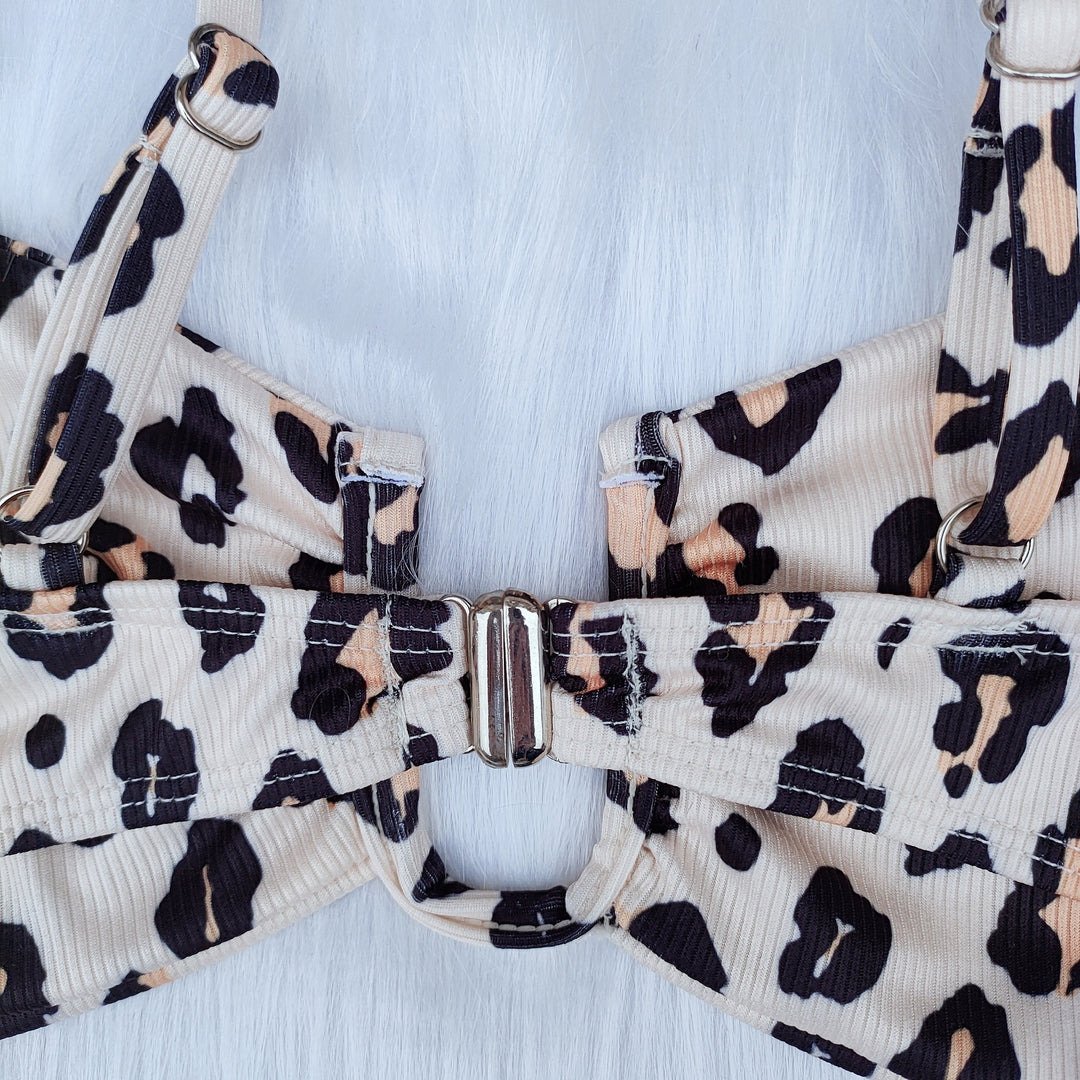 Damen Bikini-Set mit elegantem Leopardenmuster und strukturierter Oberflächengestaltung Drune