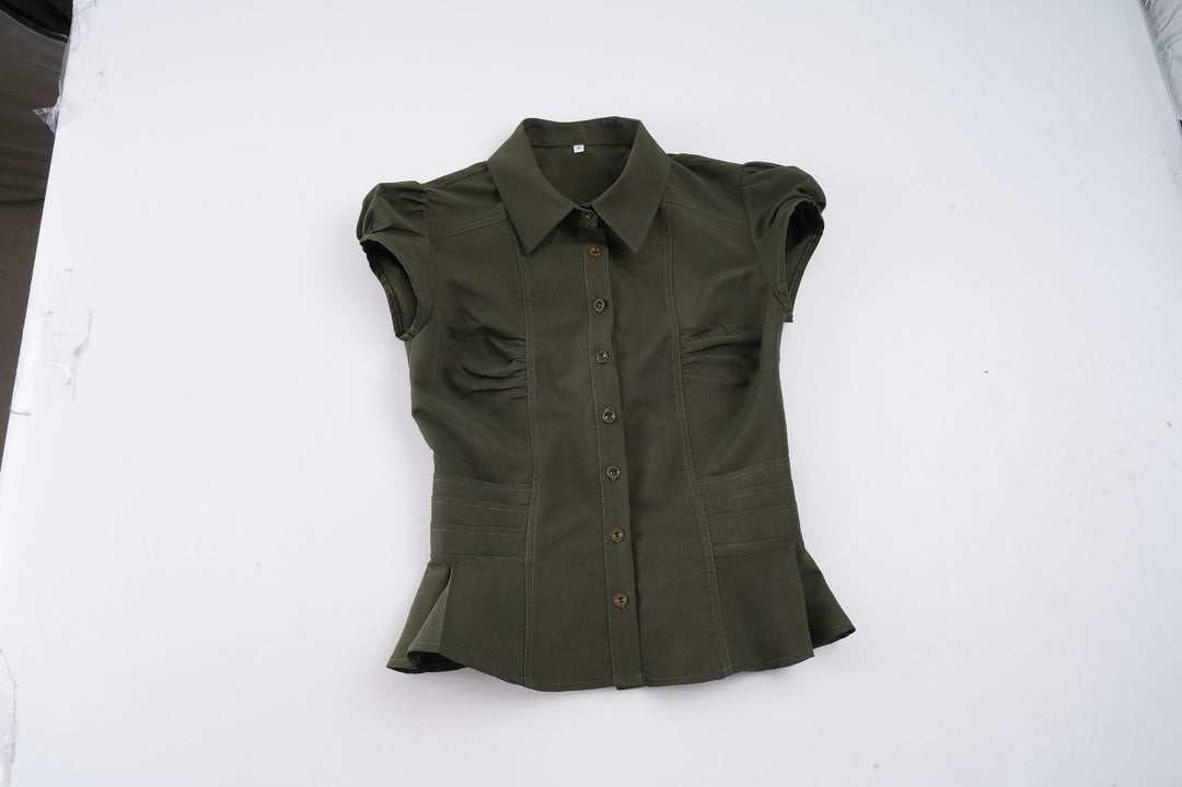 Damen elegante Bluse mit Puffärmeln und Taillierung Drune