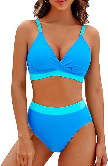 Damen Sportlicher hochtaillierter Bikini Drune