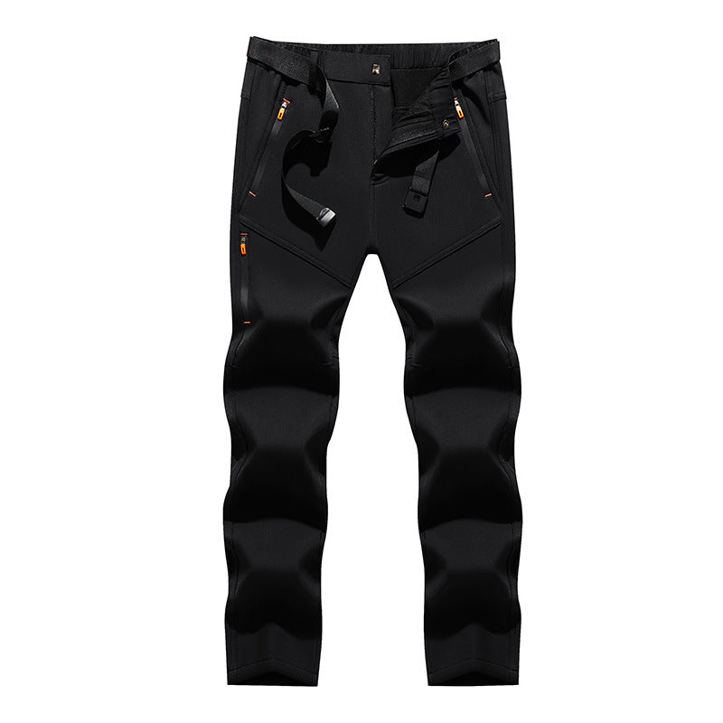 Herren Technische Softshell‑Outdoorhose mit vorgeformten Knien, wasserabweisenden Reißverschlüssen & integriertem Gürtel Drune