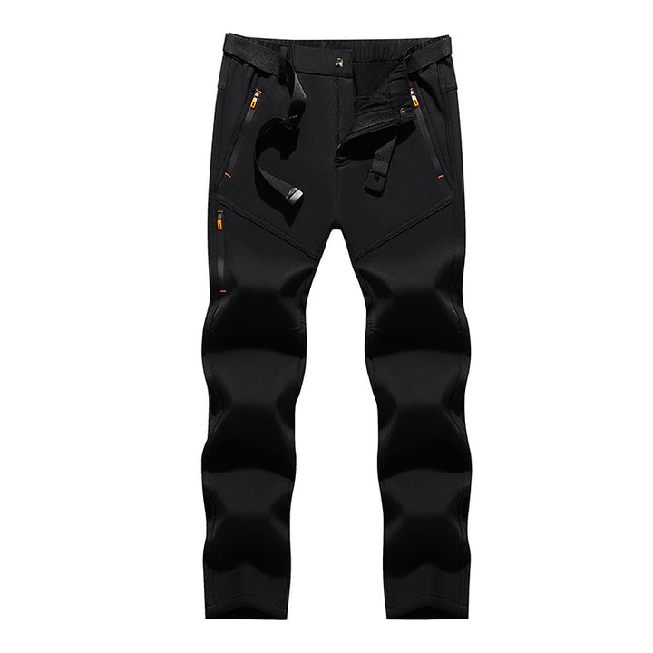 Herren Technische Softshell‑Outdoorhose mit vorgeformten Knien, wasserabweisenden Reißverschlüssen & integriertem Gürtel Drune