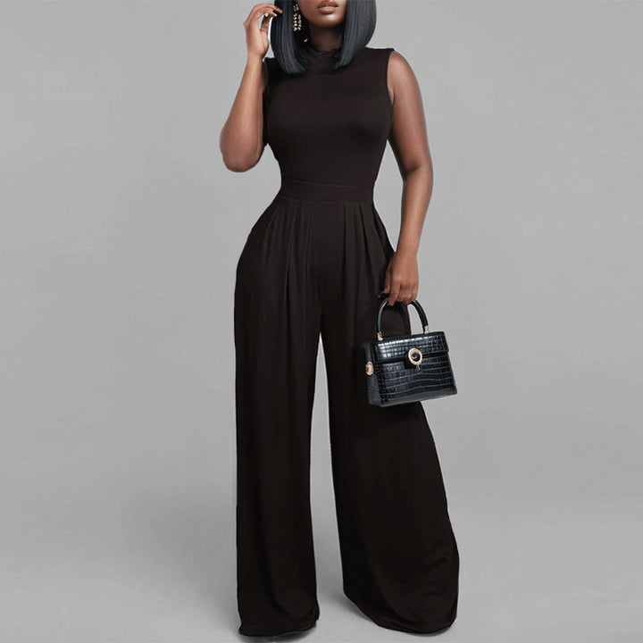 Damen Eleganter Jumpsuit mit weitem Bein und floralem Design Drune