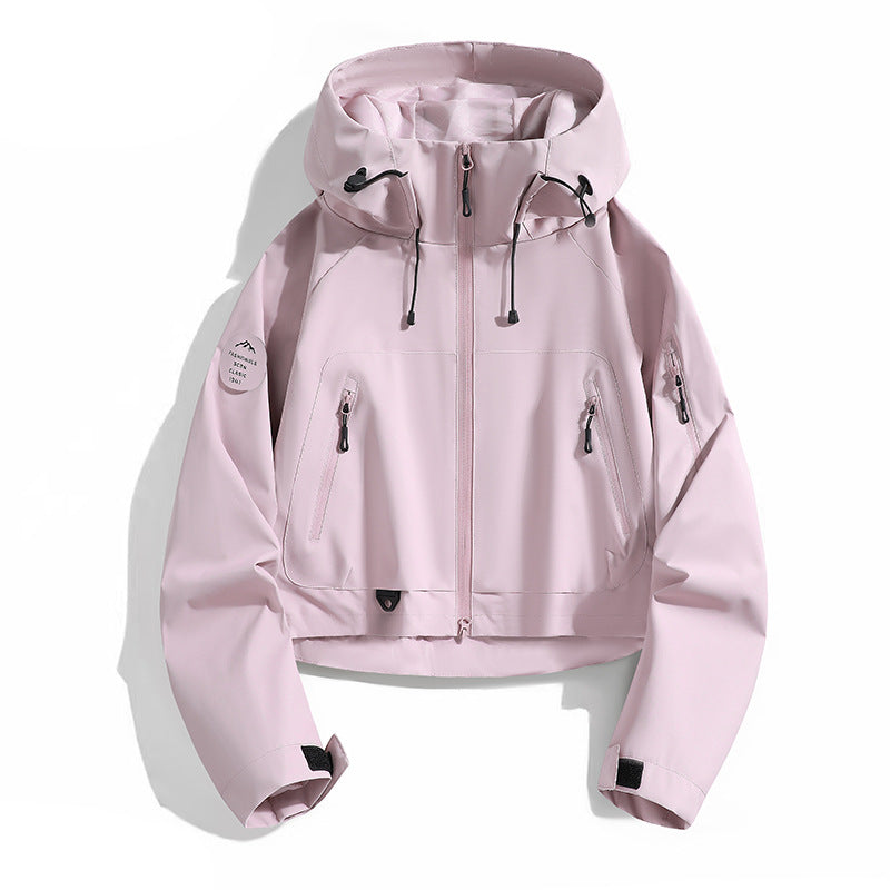 Damen Sportliche Outdoor-Jacke mit verstellbarem Kapuzenzug Drune