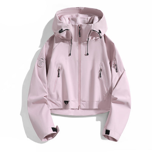 Damen Sportliche Outdoor-Jacke mit verstellbarem Kapuzenzug Drune