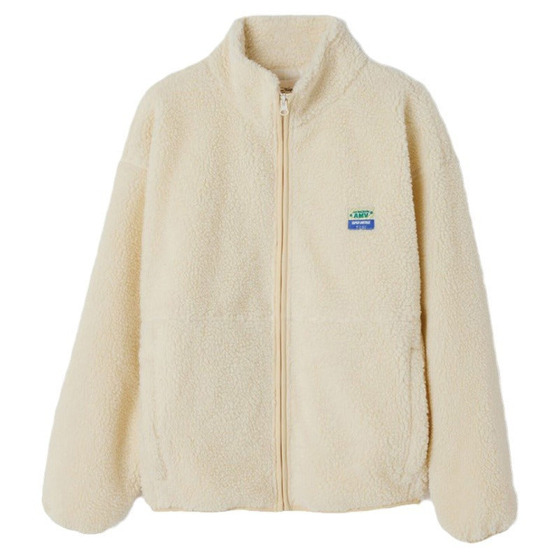 Damen Plüschjacke mit hohem Kragen und seitlichen Taschen Drune