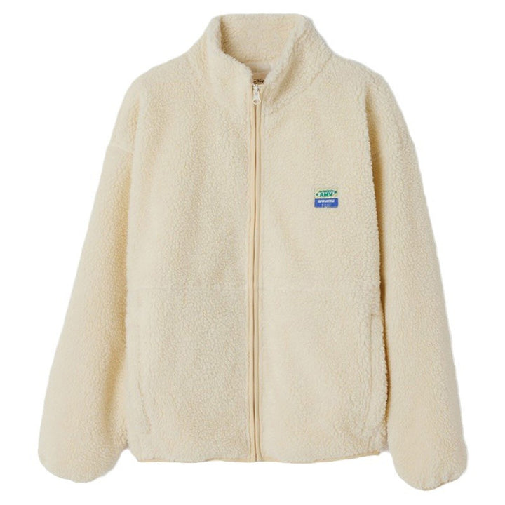 Damen Plüschjacke mit hohem Kragen und seitlichen Taschen Drune