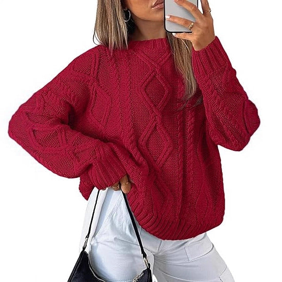 Damen Oversize-Zopfmuster-Pullover aus grobem Strick Drune