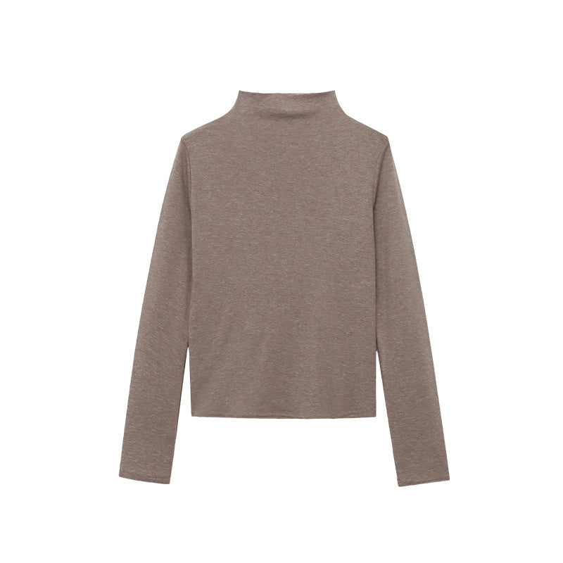 Damen hochwertiges Langarmshirt mit elegantem Stehkragen Drune