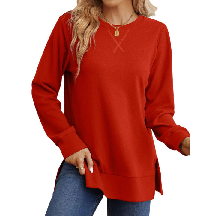 Damen Bequemer Langarm-Sweater mit Seitenschlitzen Drune
