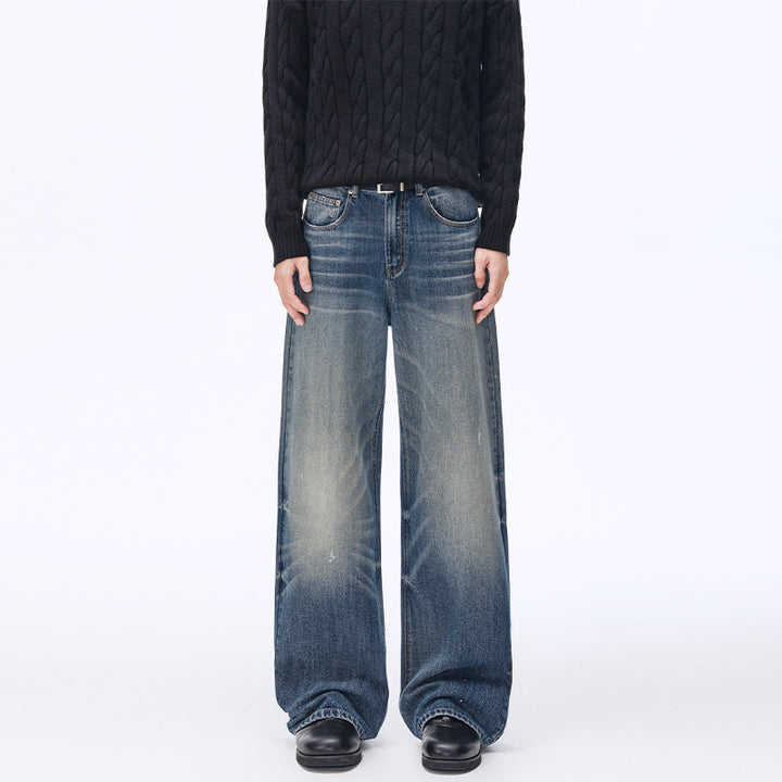 Herren Weite Vintage-Jeans im Palazzoschnitt mit Used-Finish Drune