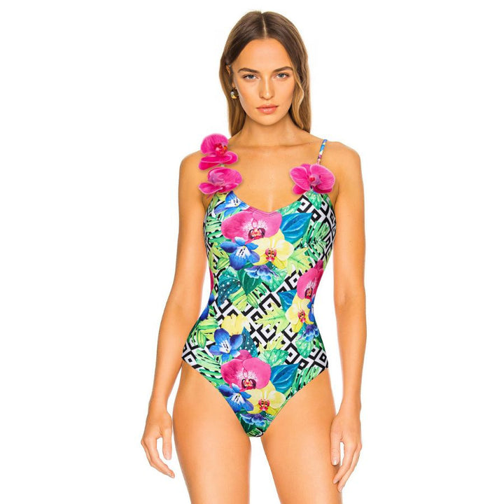 Damen Blumenmuster Badeanzug und Rock Set Drune