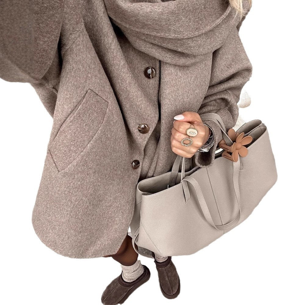 Damen Übergroßer Wool-Blend Mantel mit Schalkragen Drune