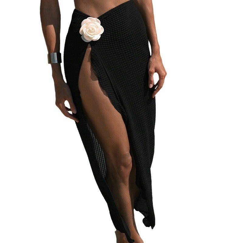Damen Maxirock mit seitlichem Schlitz und eleganter Blumenapplikation Drune
