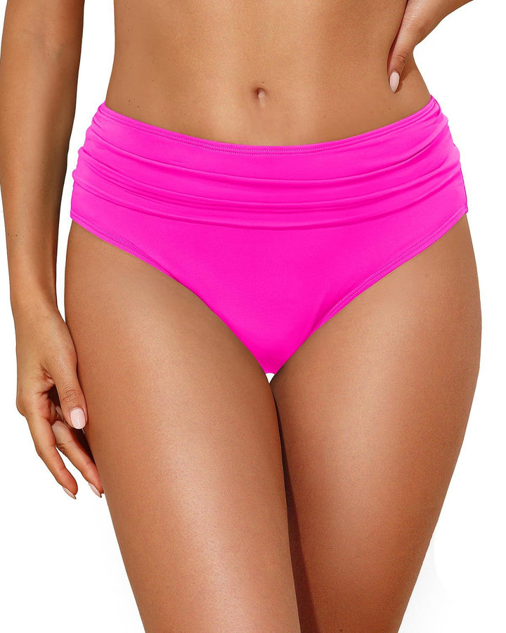 Damen Hochtaillierte Bikinihose mit eleganter Raffung Drune