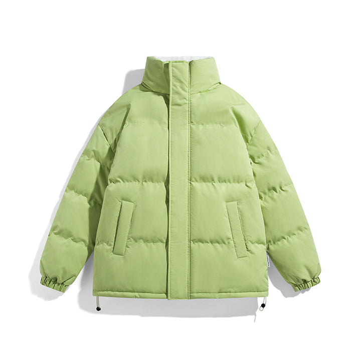 Unisex Boxy-Pufferjacke mit hohem Stehkragen, verdecktem Reißverschluss und verstellbarem Kordelzugsaum Drune