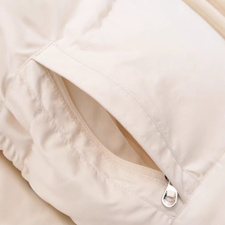 Damen Cropped Daunenoptik-Parka mit Teddygefütterter Kapuze und Rippbündchen Drune