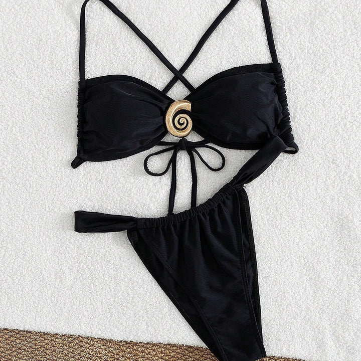 Damen Triangel-Bikini-Set mit dekorativem Ring Drune