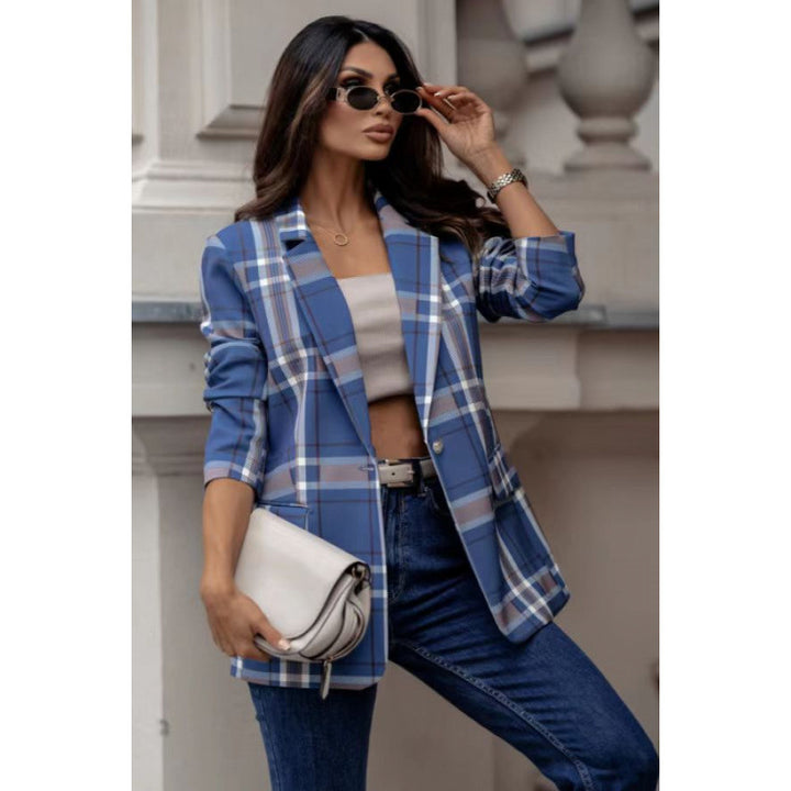 Damen Karoblazer im modernen Oversized-Schnitt mit eleganten Details Drune