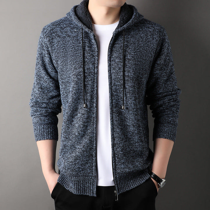 Herren modische Strickjacke mit Kapuze und weich gefüttertem Innenfutter Drune