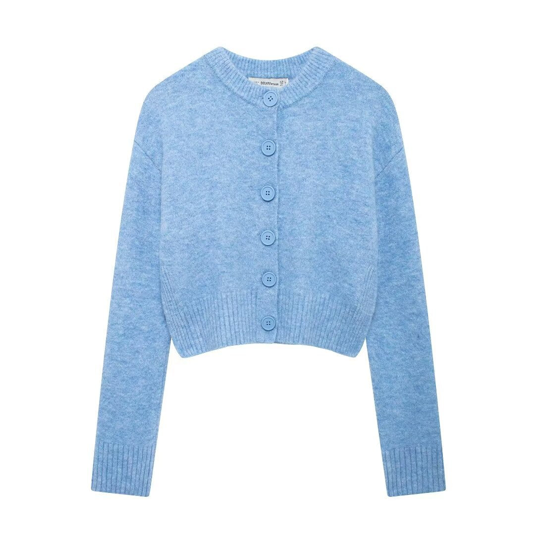 Damen modischer, kurzer Strickcardigan mit Knopfverschluss Drune