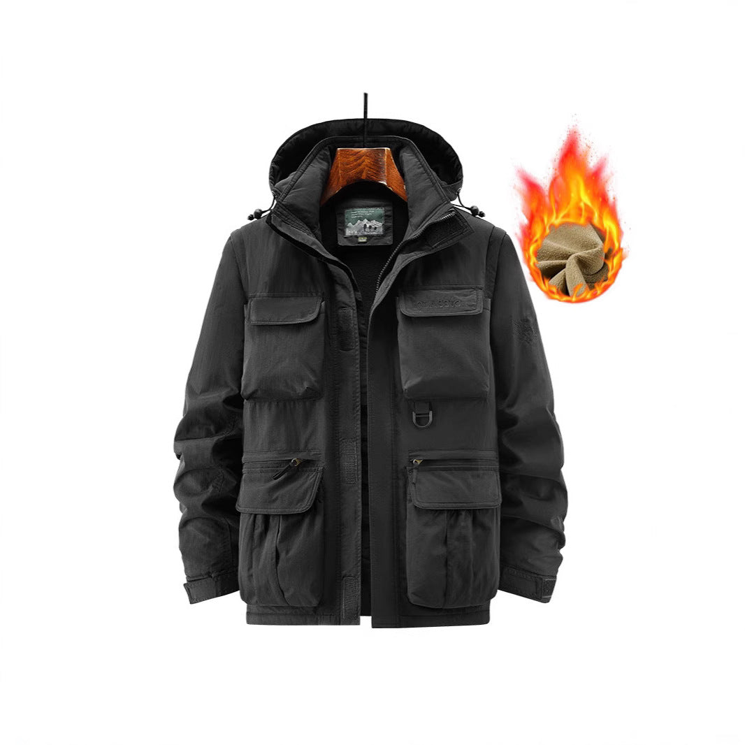 Herren Outdoor-Fieldjacke mit fleecegefüttertem Thermoinnenfutter und Multifachtaschen Drune