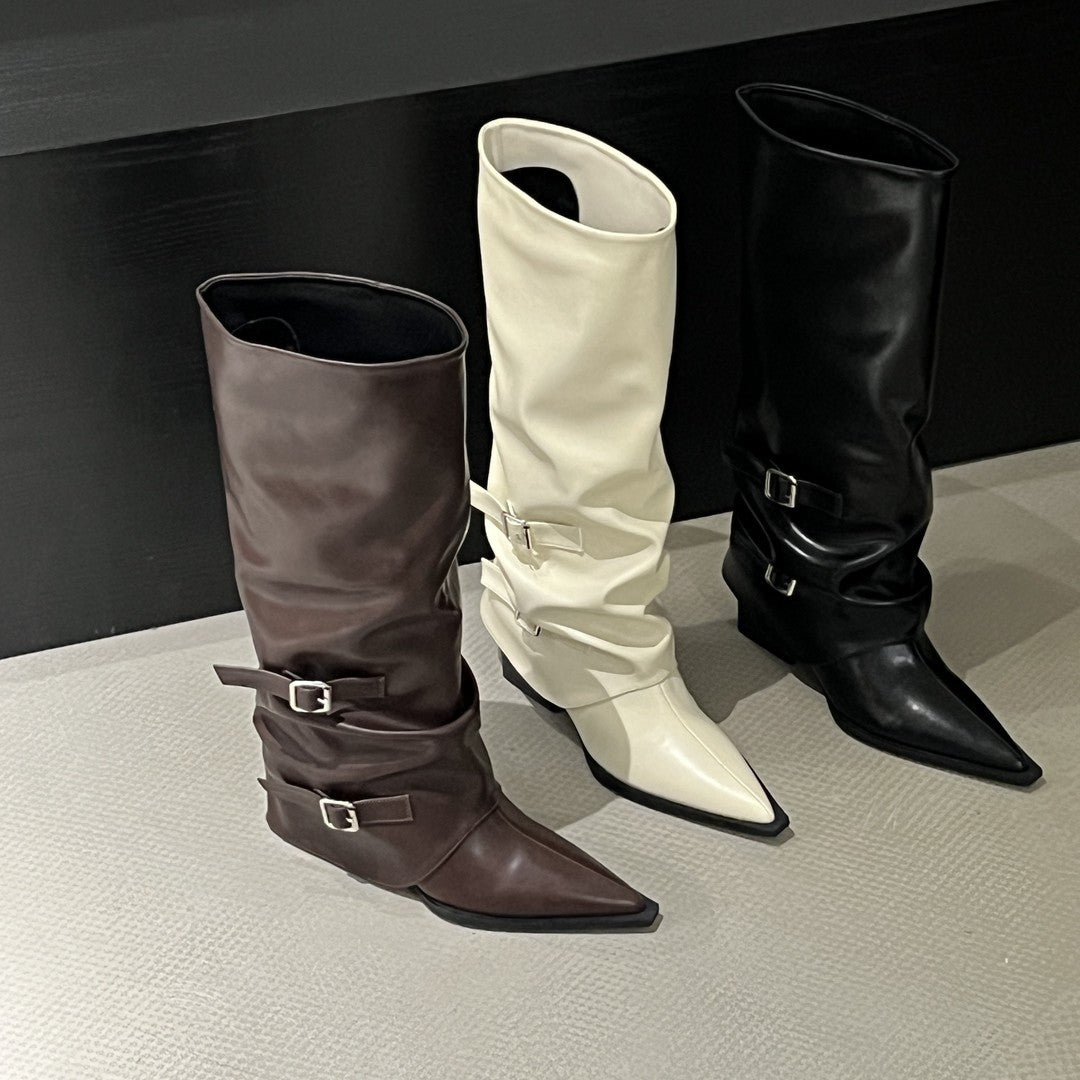 Damen Elegante und vielseitige Overkneestiefel Drune