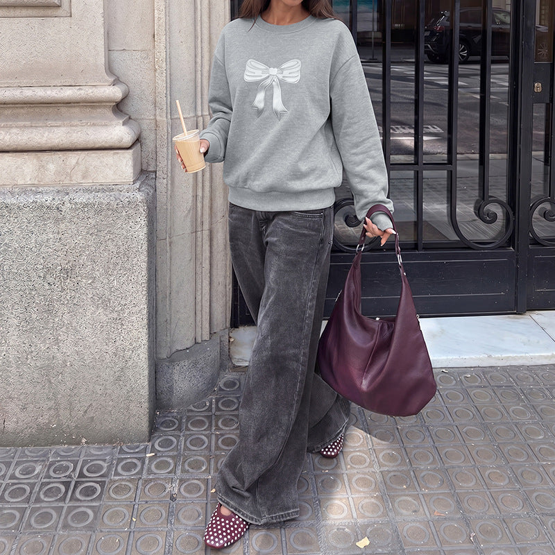 Damen Bequemer Sweatshirt mit Schleifenmotiven Drune