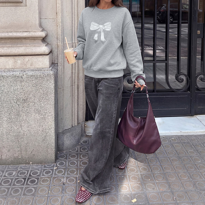 Damen Bequemer Sweatshirt mit Schleifenmotiven Drune