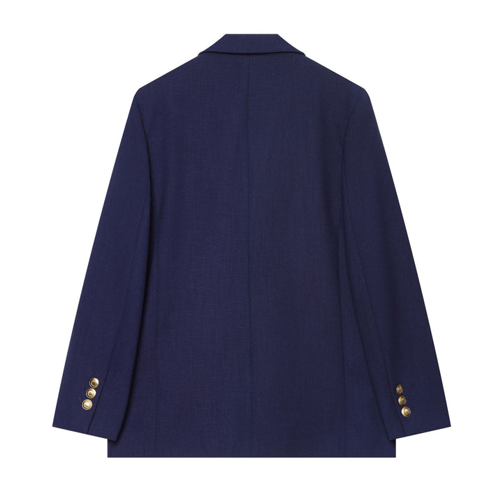 Damen Boxy‑Blazerjacke mit goldfarbenen Zierknöpfen und Leistentaschen Drune