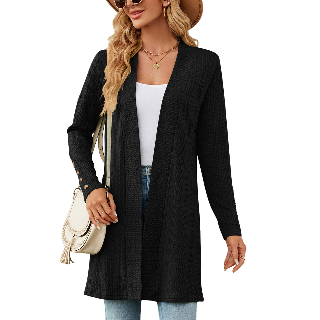 Damen Strickmantel mit modischem Zopfmuster und eleganten Knopfdetails Drune