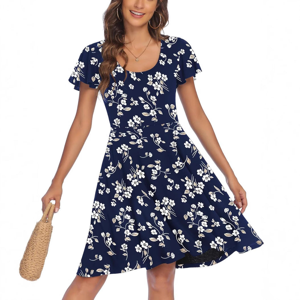 Damen Sommerliches Kleid mit floralem Muster und schwingendem Rock Drune