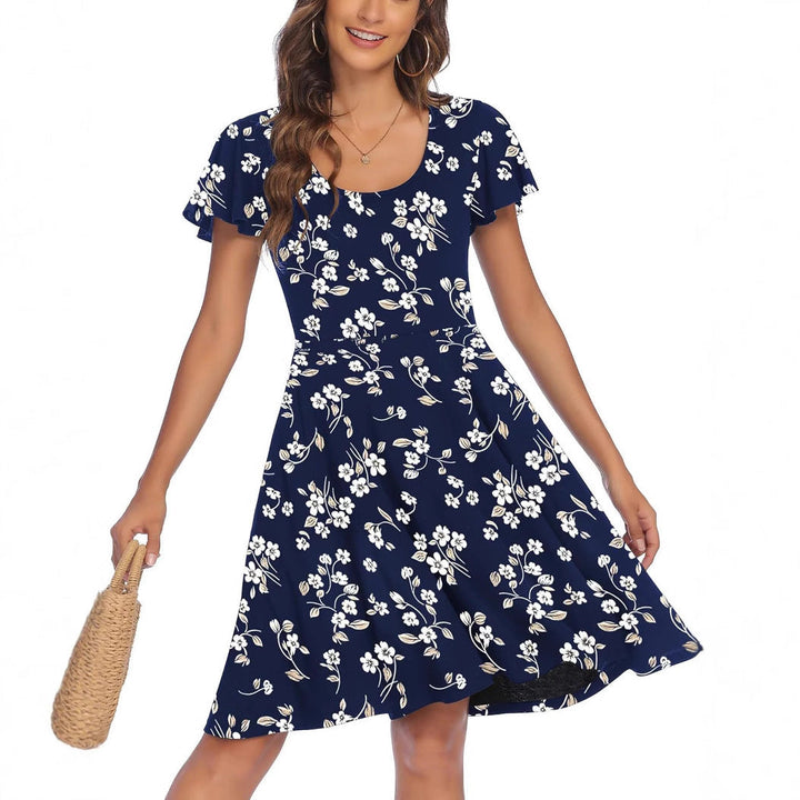 Damen Sommerliches Kleid mit floralem Muster und schwingendem Rock Drune