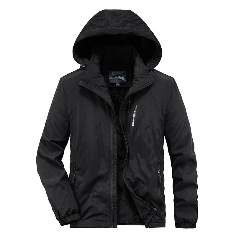 Herren Isolierte Outdoor-Übergangsjacke mit wärmendem Teddyfutter und Kapuze Drune