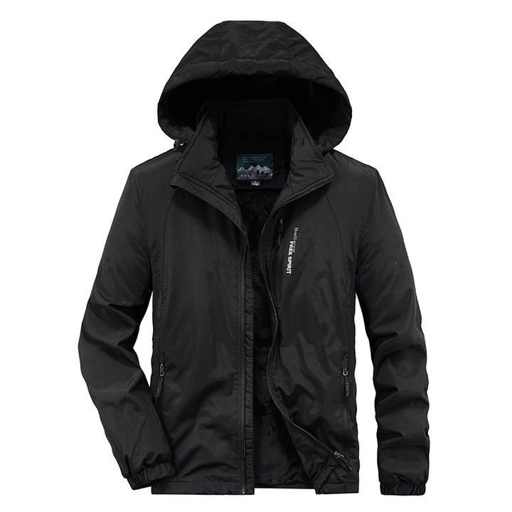 Herren Isolierte Outdoor-Übergangsjacke mit wärmendem Teddyfutter und Kapuze Drune