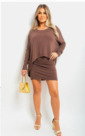 Damen asymmetrisches Minikleid mit überschnittenen Schultern Drune