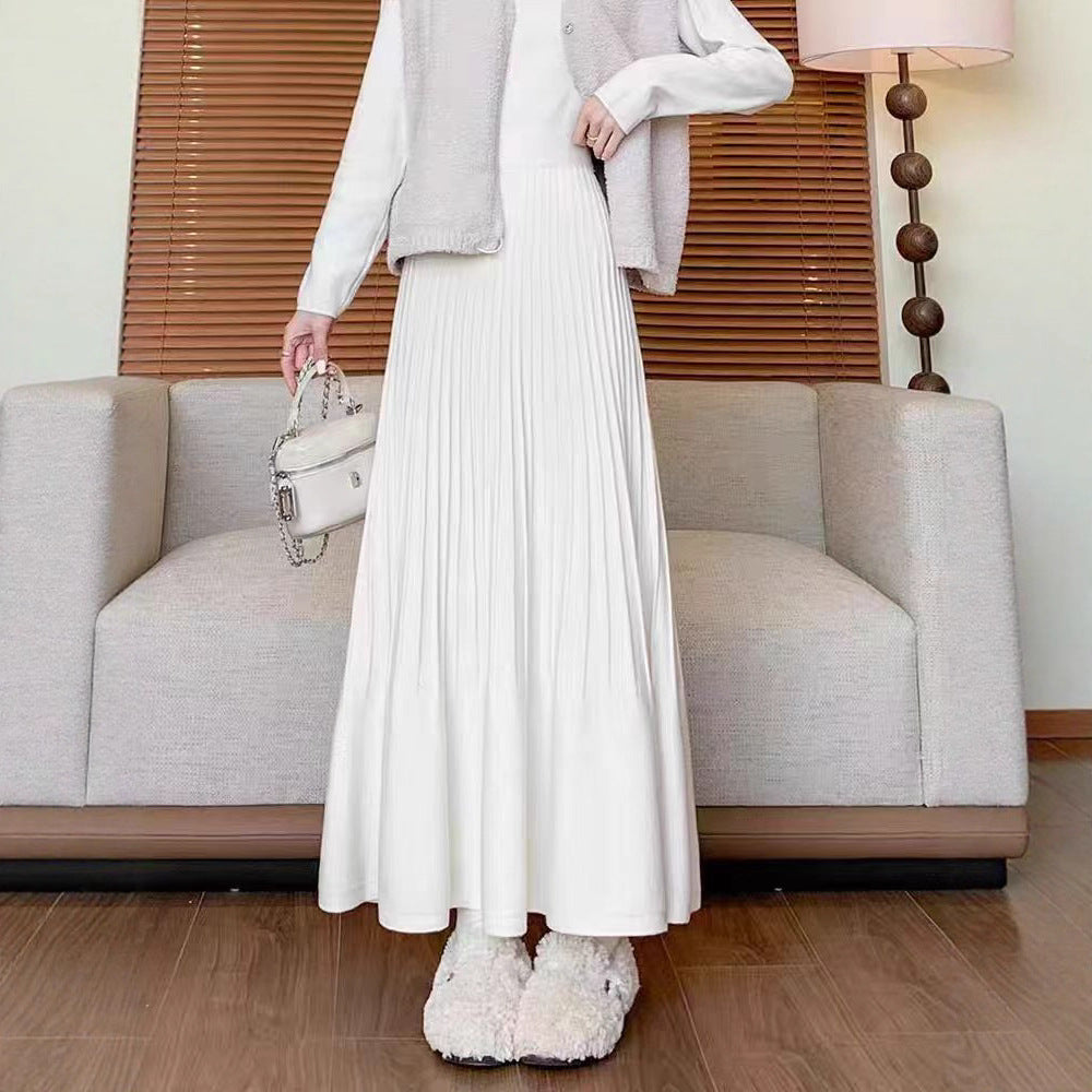 Damen eleganter Faltenrock mit hohem Bund Drune