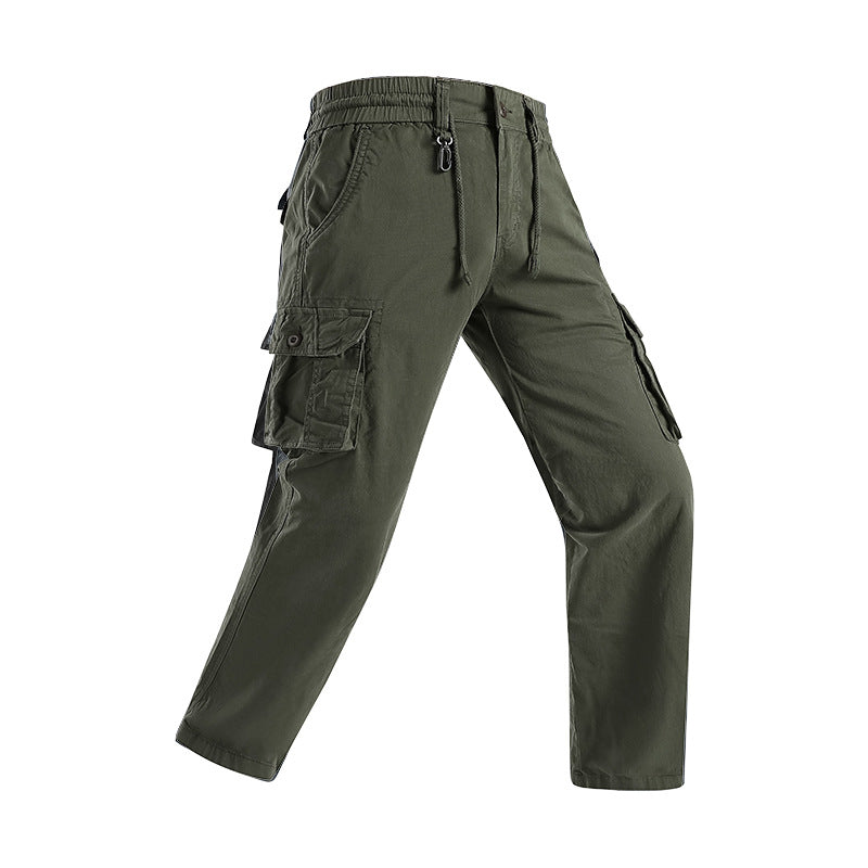 Herren Militärisch inspirierte Cargohose mit elastischem Tunnelzugbund, Klapp- und Reißverschlusstaschen Drune