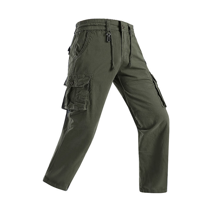 Herren Militärisch inspirierte Cargohose mit elastischem Tunnelzugbund, Klapp- und Reißverschlusstaschen Drune