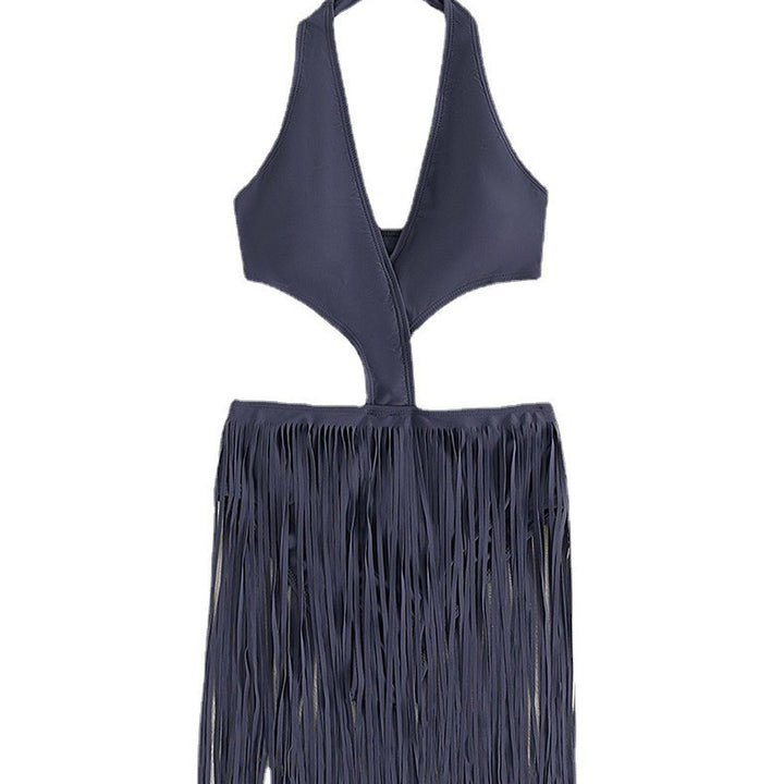 Damen Einteiliger Badeanzug mit modischem Cut-Out und Fransen Drune