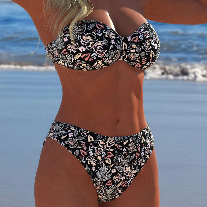 Damen Bikini-Set mit elegantem Strapless-Oberteil und hohem Taillenbund Drune