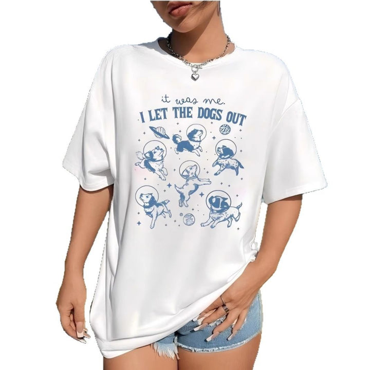 Damen T-Shirt mit kreativem Hundedesign und lässigem Schnitt Drune