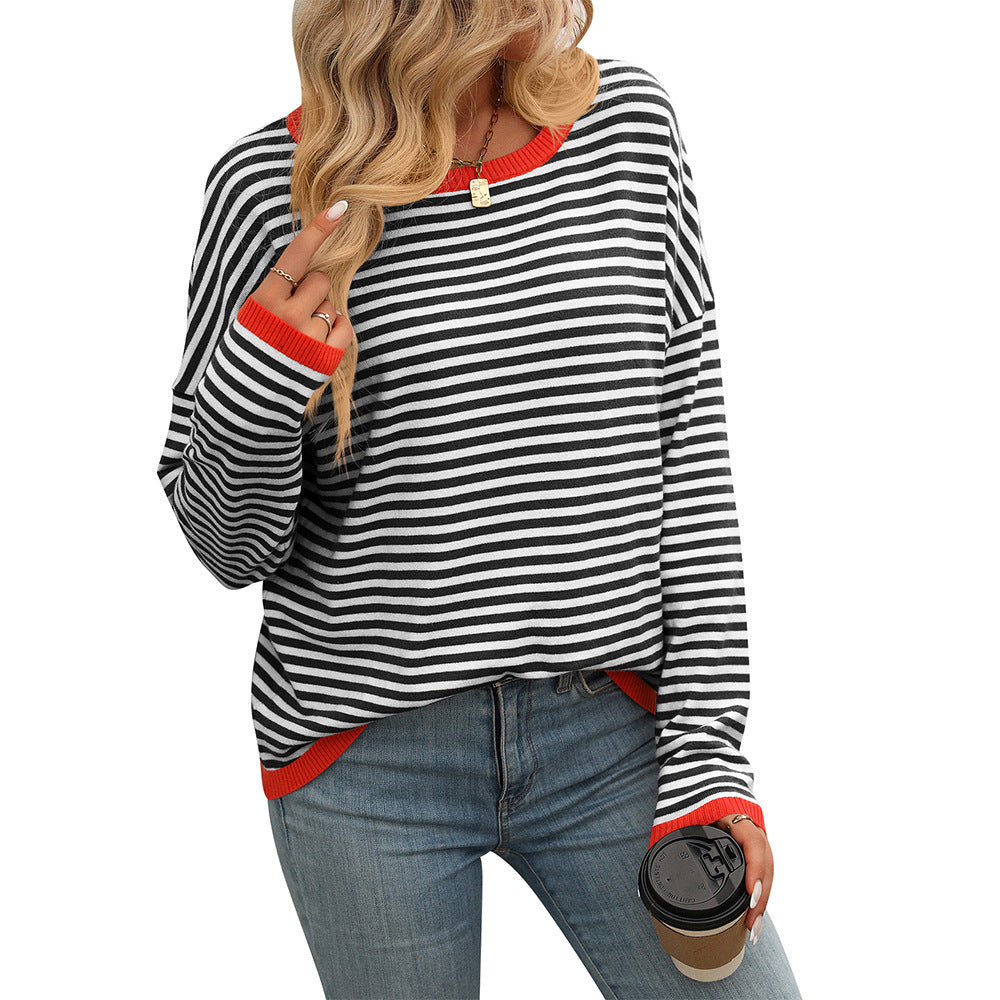 Damen lässiger gestreifter Pullover Drune