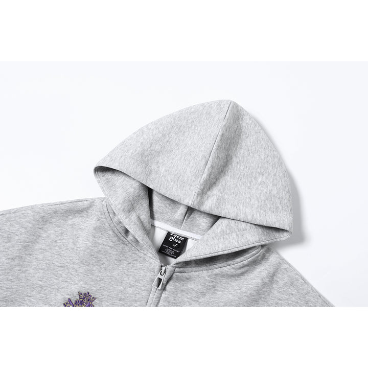 Unisex Kapuzen‑Zipjacke mit gestickten Wappen und Frontprint Drune