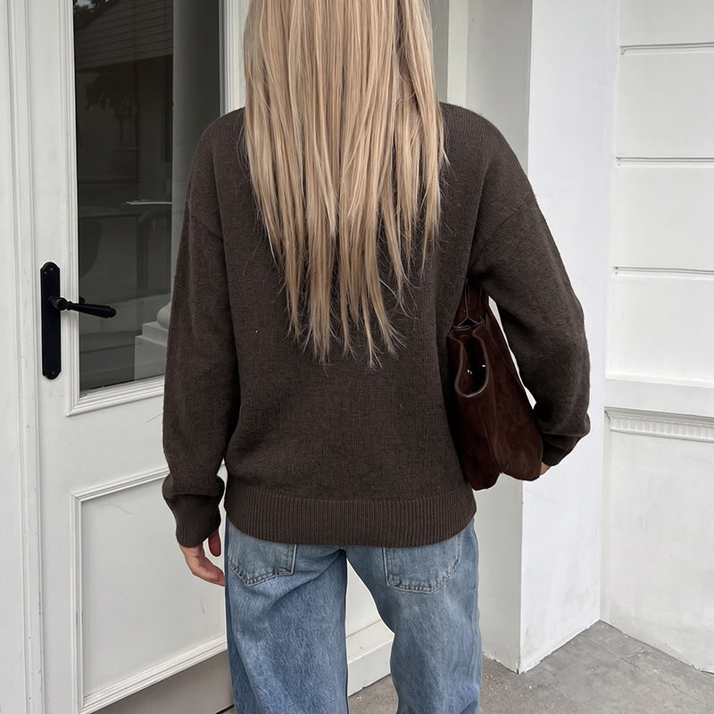 Damen Gemütlicher Strickcardigan mit Knopf- und Taschen-Details Drune