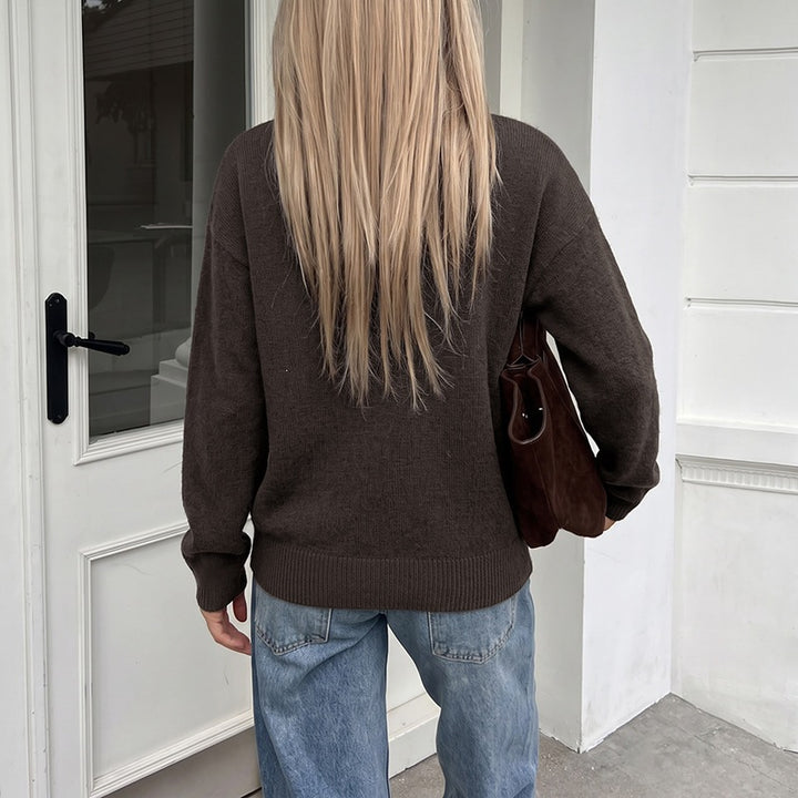 Damen Gemütlicher Strickcardigan mit Knopf- und Taschen-Details Drune