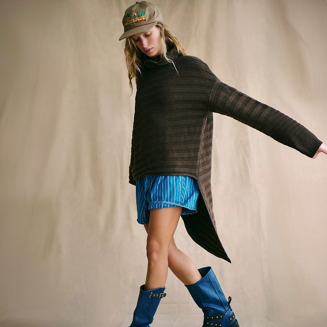 Damen Oversized Strickpullover mit asymmetrischem Schnitt Drune