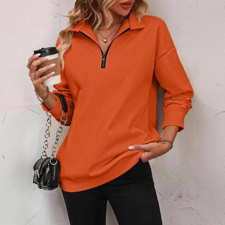 Damen Sweatshirt mit halbem Reißverschluss Drune