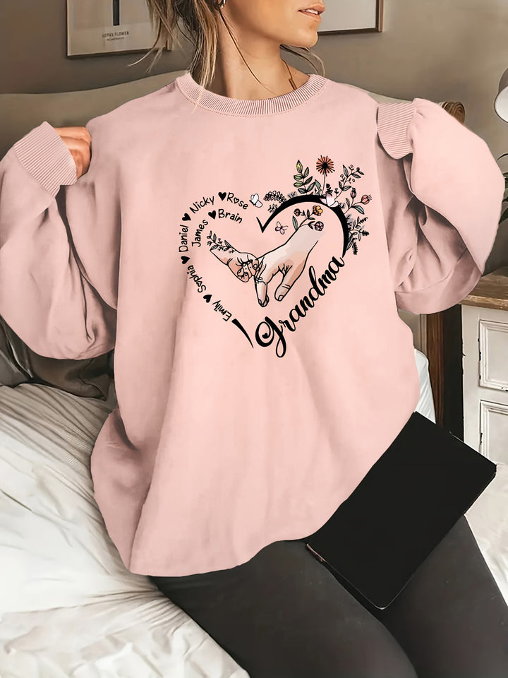 Damen entspannter Pullover mit Blumenmotiven Drune