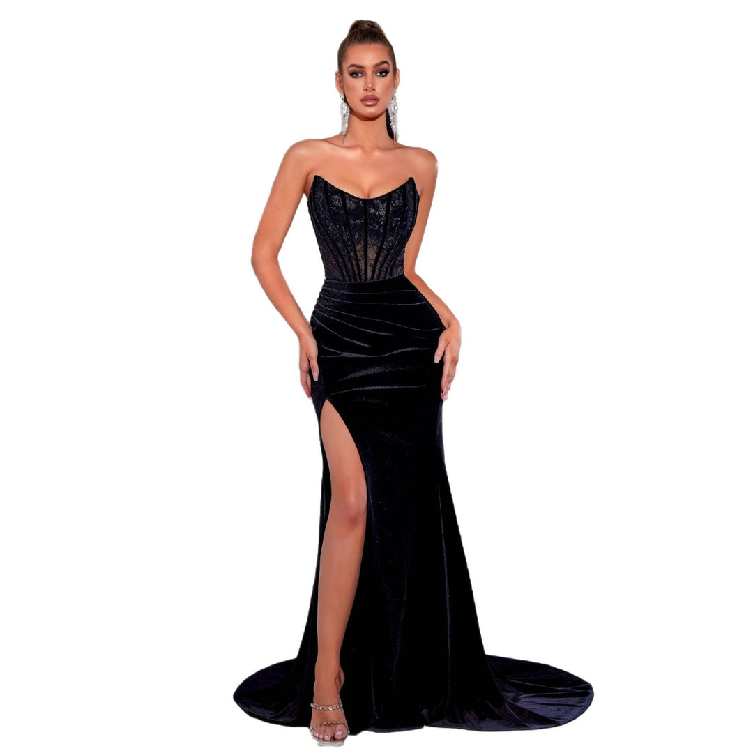 Damen Luxuriöses Abendkleid mit transparentem Oberteil und figurbetonendem Schnitt Drune